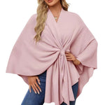 Loose V-Neck Shawl Cape Jacket – Cotton Batwing Sleeve Cardigan for Women, Casual Commuting Style, Multiple Colors