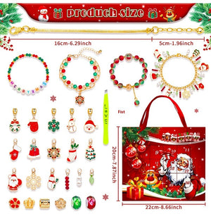 Festive Golden Christmas DIY Bracelet for Kids – Santa, Snowman & Holiday Charm Jewelry