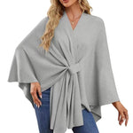 Loose V-Neck Shawl Cape Jacket – Cotton Batwing Sleeve Cardigan for Women, Casual Commuting Style, Multiple Colors