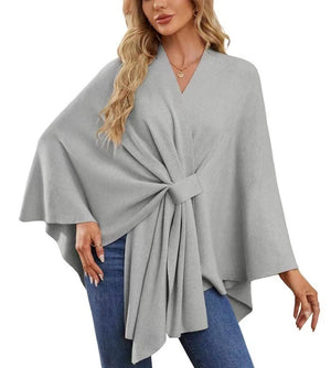 Loose V-Neck Shawl Cape Jacket – Cotton Batwing Sleeve Cardigan for Women, Casual Commuting Style, Multiple Colors