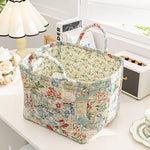 Stylish Floral Cotton Storage Basket – Pastoral Organizer for Home, Bedroom & Living Room