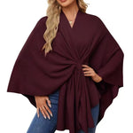Loose V-Neck Shawl Cape Jacket – Cotton Batwing Sleeve Cardigan for Women, Casual Commuting Style, Multiple Colors