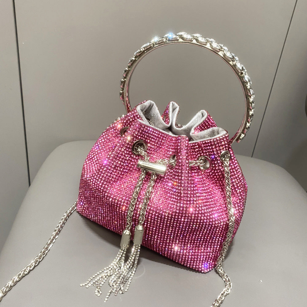 European & American Shiny Diamond Handbag – Elegant Metallic Evening Purse for Women, Party & Special Occasions