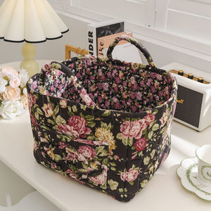 Stylish Floral Cotton Storage Basket – Pastoral Organizer for Home, Bedroom & Living Room
