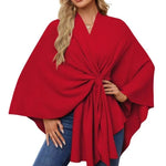 Loose V-Neck Shawl Cape Jacket – Cotton Batwing Sleeve Cardigan for Women, Casual Commuting Style, Multiple Colors