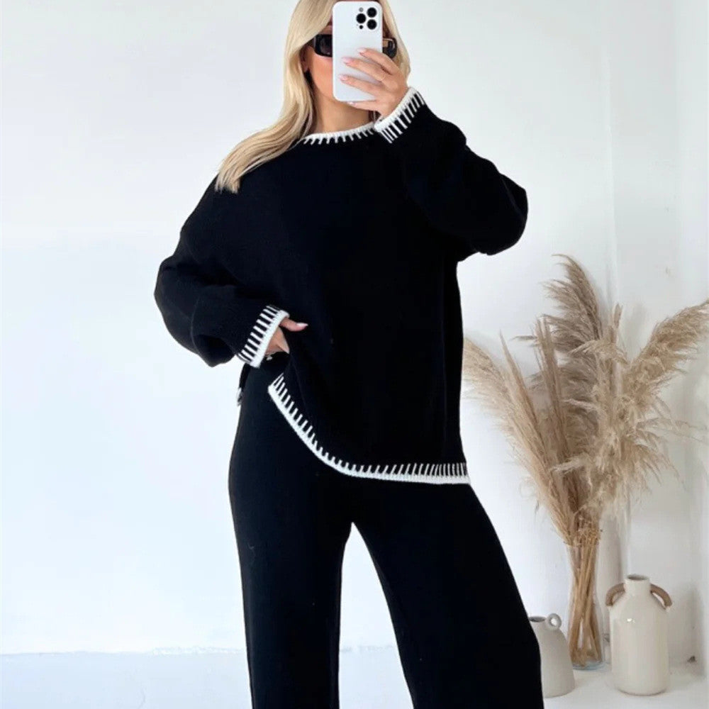 Chic Solid Color Casual Outfit – Loose Trousers & Relaxed Top Set for Stylish Everyday Comfort