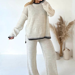 Chic Solid Color Casual Outfit – Loose Trousers & Relaxed Top Set for Stylish Everyday Comfort