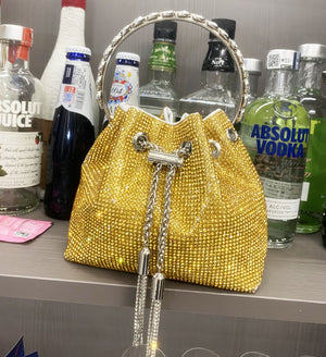 European & American Shiny Diamond Handbag – Elegant Metallic Evening Purse for Women, Party & Special Occasions