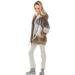 Women’s Cozy Plush Multicolor Hooded Jacket – Loose Fit, Soft & Stylish Winter Wear