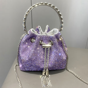 European & American Shiny Diamond Handbag – Elegant Metallic Evening Purse for Women, Party & Special Occasions