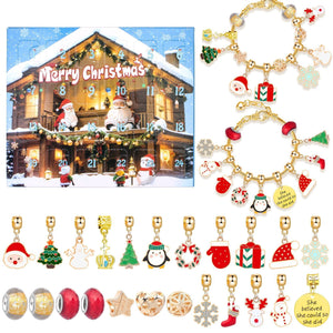 Festive Golden Christmas DIY Bracelet for Kids – Santa, Snowman & Holiday Charm Jewelry