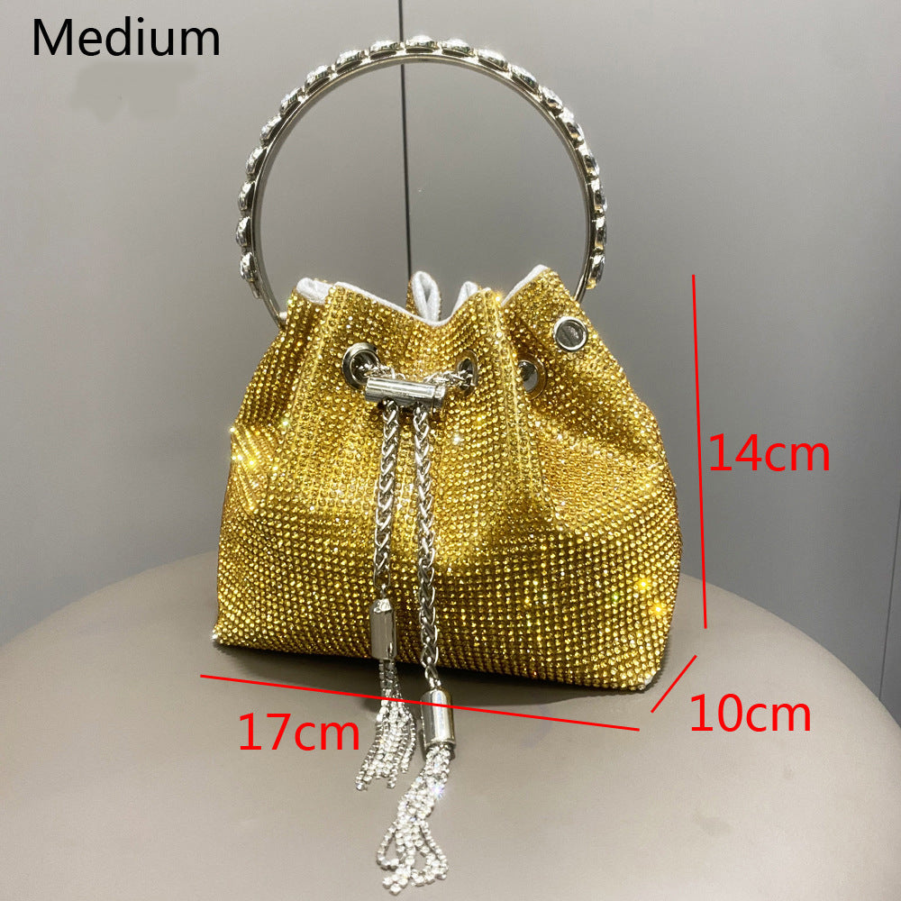 European & American Shiny Diamond Handbag – Elegant Metallic Evening Purse for Women, Party & Special Occasions