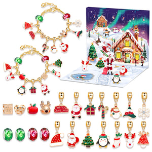 Festive Golden Christmas DIY Bracelet for Kids – Santa, Snowman & Holiday Charm Jewelry