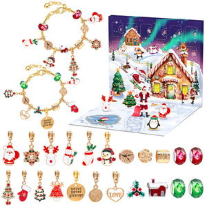 Festive Golden Christmas DIY Bracelet for Kids – Santa, Snowman & Holiday Charm Jewelry