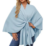 Loose V-Neck Shawl Cape Jacket – Cotton Batwing Sleeve Cardigan for Women, Casual Commuting Style, Multiple Colors