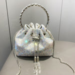 European & American Shiny Diamond Handbag – Elegant Metallic Evening Purse for Women, Party & Special Occasions