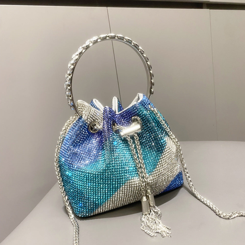 European & American Shiny Diamond Handbag – Elegant Metallic Evening Purse for Women, Party & Special Occasions