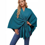 Loose V-Neck Shawl Cape Jacket – Cotton Batwing Sleeve Cardigan for Women, Casual Commuting Style, Multiple Colors