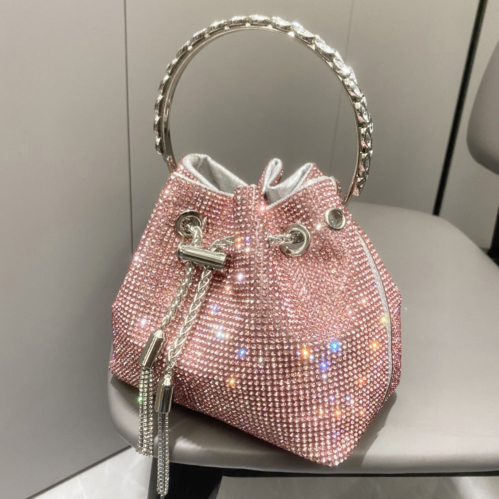 European & American Shiny Diamond Handbag – Elegant Metallic Evening Purse for Women, Party & Special Occasions