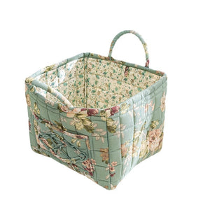 Stylish Floral Cotton Storage Basket – Pastoral Organizer for Home, Bedroom & Living Room