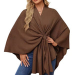 Loose V-Neck Shawl Cape Jacket – Cotton Batwing Sleeve Cardigan for Women, Casual Commuting Style, Multiple Colors