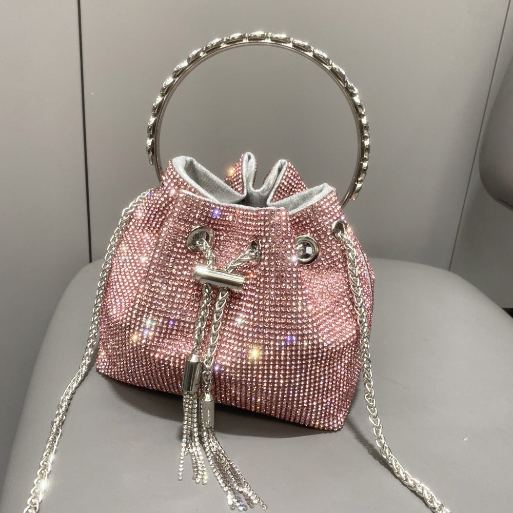 European & American Shiny Diamond Handbag – Elegant Metallic Evening Purse for Women, Party & Special Occasions