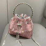 European & American Shiny Diamond Handbag – Elegant Metallic Evening Purse for Women, Party & Special Occasions