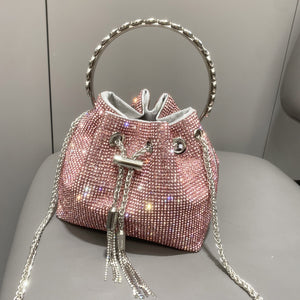 European & American Shiny Diamond Handbag – Elegant Metallic Evening Purse for Women, Party & Special Occasions