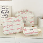 Stylish Horizontal Bow Cosmetic Bag – Floral Makeup Pouch, Travel Organizer & Retro Clutch for All
