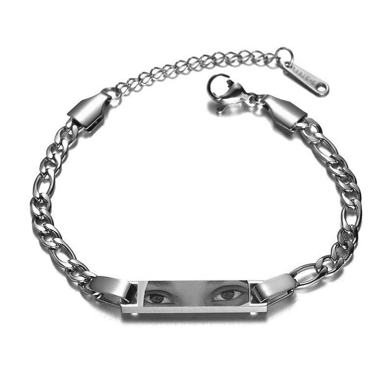 Unique Laser Engraved Eye Bracelet – Japanese Style Stainless Steel Jewelry for Couples