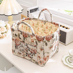 Stylish Floral Cotton Storage Basket – Pastoral Organizer for Home, Bedroom & Living Room