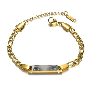 Unique Laser Engraved Eye Bracelet – Japanese Style Stainless Steel Jewelry for Couples