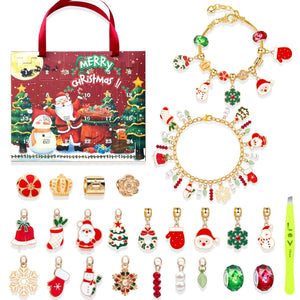 Festive Golden Christmas DIY Bracelet for Kids – Santa, Snowman & Holiday Charm Jewelry