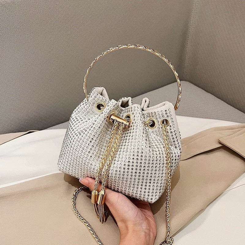European & American Shiny Diamond Handbag – Elegant Metallic Evening Purse for Women, Party & Special Occasions