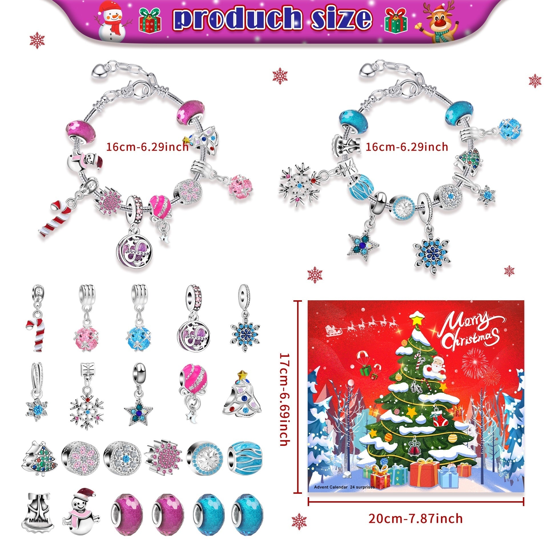 Festive Golden Christmas DIY Bracelet for Kids – Santa, Snowman & Holiday Charm Jewelry