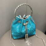 European & American Shiny Diamond Handbag – Elegant Metallic Evening Purse for Women, Party & Special Occasions