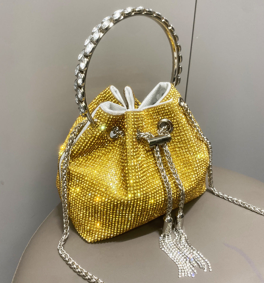 European & American Shiny Diamond Handbag – Elegant Metallic Evening Purse for Women, Party & Special Occasions