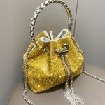 European & American Shiny Diamond Handbag – Elegant Metallic Evening Purse for Women, Party & Special Occasions