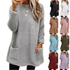 Cozy Women’s Fleece Pullover Sweater – Winter Warm Long Sleeve Plush Top with Pockets for Casual Comfort