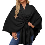 Loose V-Neck Shawl Cape Jacket – Cotton Batwing Sleeve Cardigan for Women, Casual Commuting Style, Multiple Colors