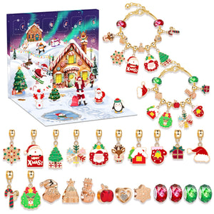 Festive Golden Christmas DIY Bracelet for Kids – Santa, Snowman & Holiday Charm Jewelry