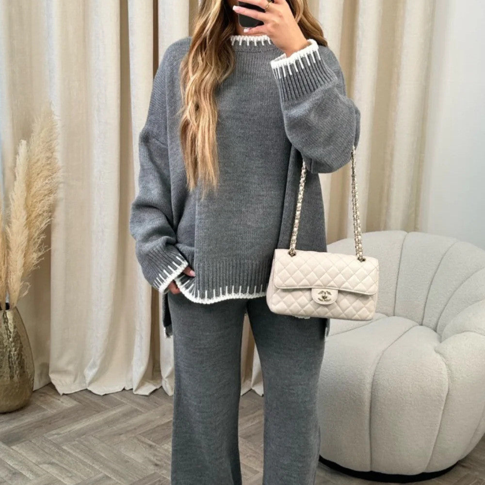 Chic Solid Color Casual Outfit – Loose Trousers & Relaxed Top Set for Stylish Everyday Comfort
