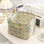 Stylish Floral Cotton Storage Basket – Pastoral Organizer for Home, Bedroom & Living Room