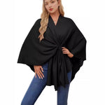 Loose V-Neck Shawl Cape Jacket – Cotton Batwing Sleeve Cardigan for Women, Casual Commuting Style, Multiple Colors