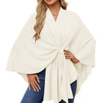 Loose V-Neck Shawl Cape Jacket – Cotton Batwing Sleeve Cardigan for Women, Casual Commuting Style, Multiple Colors