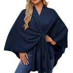 Loose V-Neck Shawl Cape Jacket – Cotton Batwing Sleeve Cardigan for Women, Casual Commuting Style, Multiple Colors