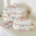 Stylish Horizontal Bow Cosmetic Bag – Floral Makeup Pouch, Travel Organizer & Retro Clutch for All