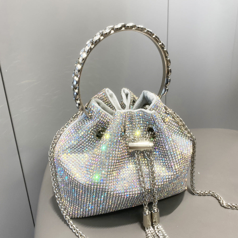 European & American Shiny Diamond Handbag – Elegant Metallic Evening Purse for Women, Party & Special Occasions