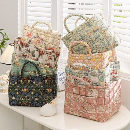 Stylish Floral Cotton Storage Basket – Pastoral Organizer for Home, Bedroom & Living Room