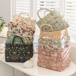 Stylish Floral Cotton Storage Basket – Pastoral Organizer for Home, Bedroom & Living Room